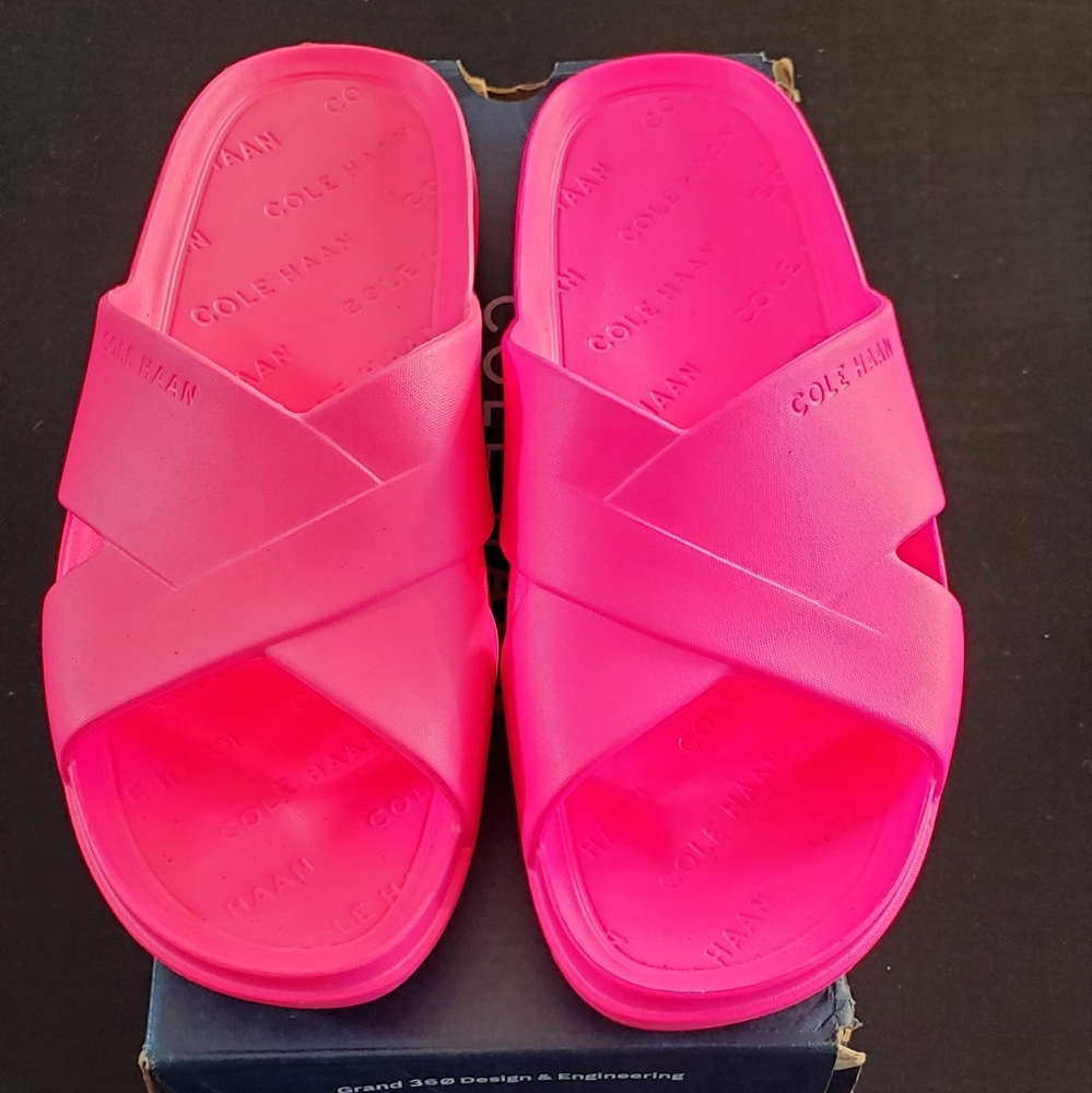Cole Haan Women's Pink Pool Slides.
